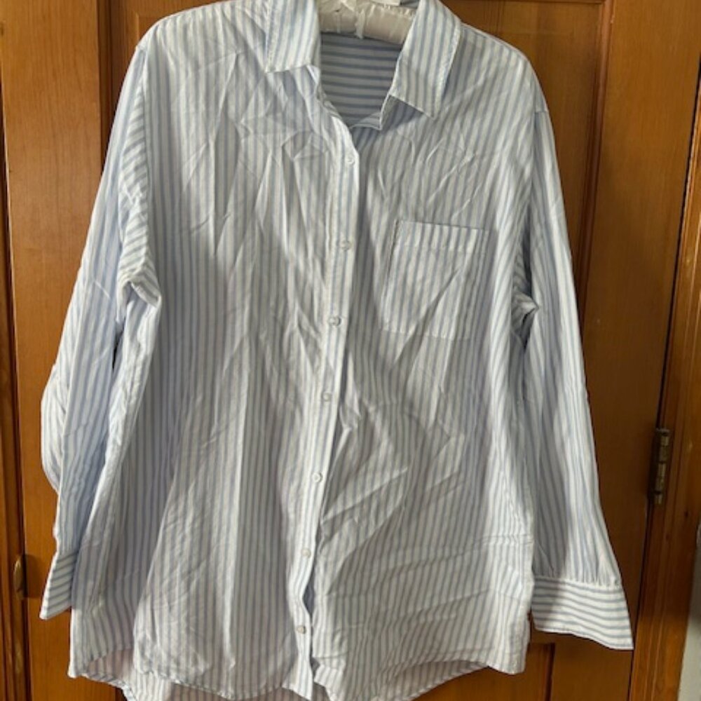 Lightly worn Cotton Blue-stripped blouse (L) by Z Supply